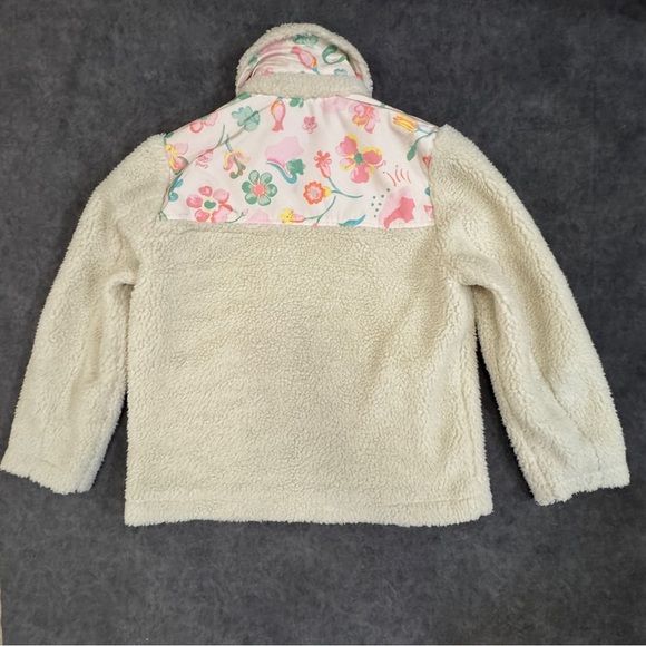 Preloved Women COACH Blocked Floral Cream Sherpa Oversize Jacket Small Winter - Picture 11 of 16